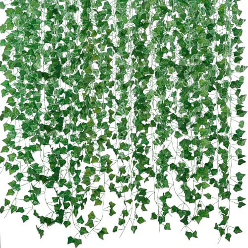 Freyalife Fake Vines for Room Decor(12 Pack 84 Feet) Aesthetic Artificial Plant Ivy Leaves Hanging Greenery Garlands for H...