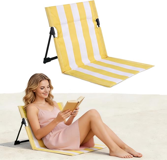 Verveens Stripes Foldable Pool Chair,Ultra-Light Portable Beach Chair with Carry Bag for Sunbathing Swimming Poolside Picn...