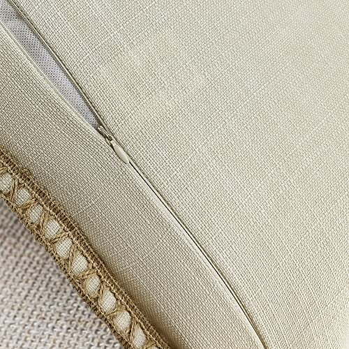NordECO HOME Set of 2 Throw Pillow Covers - Burlap Linen Trimmed Tailored Edges Decorative Cushion Covers for Bed Home Dec...