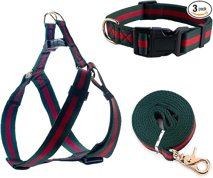 Premium and Stylish Dog Collar Harness and Leash,Soft Comfortable，Chest Adjustable Pet Harness,Luxury Fashion Dog Harness ...