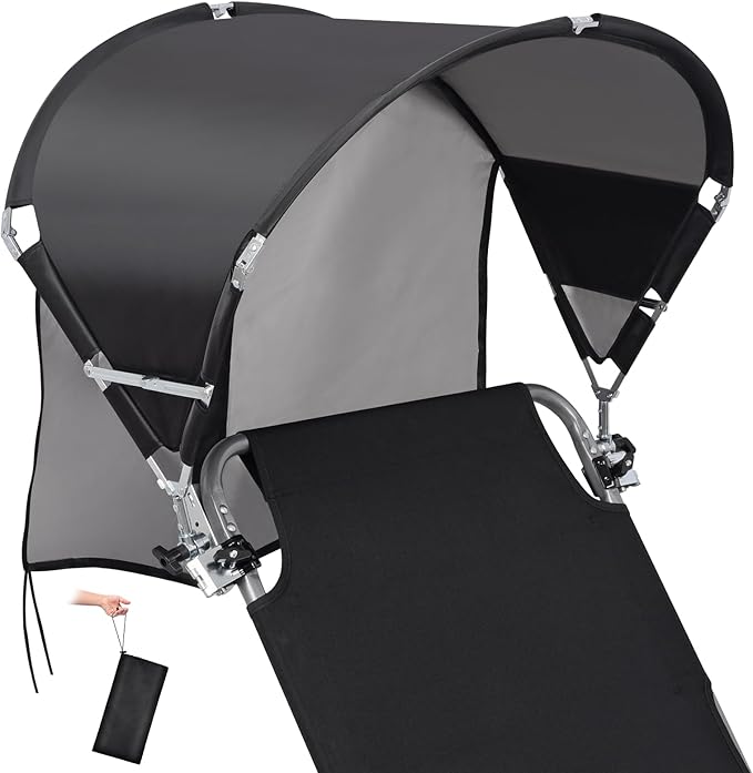 Universal Chair Umbrella Canopy, Foldable Portable UPF 50+ Chair Sun Shade Attachment with Adjustable Clamp Fits Most Bran...