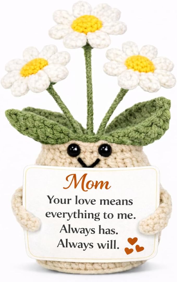 The trend collection Gift for Mom from Daughter, Gift for Mom from Son – Crochet Flower Keepsake, Sentimental Birthday fro...