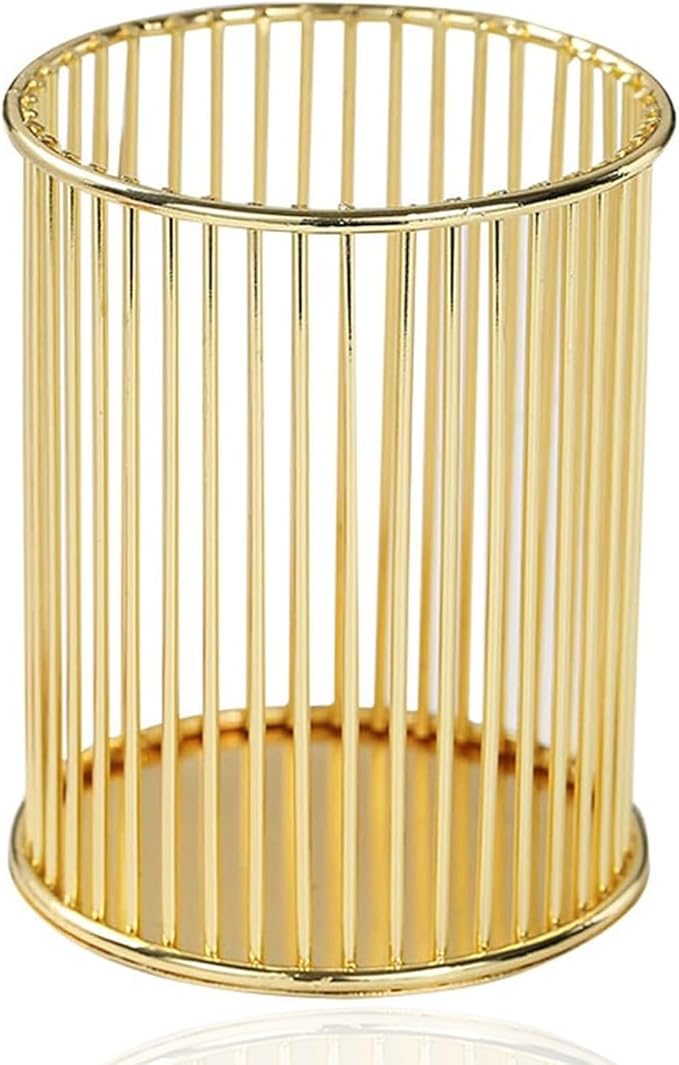 ZJEOSO Gold Metal Pen Holder for Desk - Heavy Duty Makeup Brush Organizer Cup with, Pencil Holder for Office & Home, Stora...