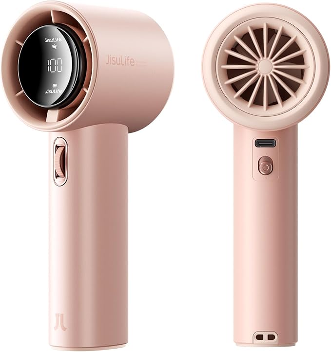 JISULIFE Portable Handheld Fan, Speed(1-100) Adjustable Turbo Mini and 3600mAh Battery Rechargeable Personal Fan, Digital ...