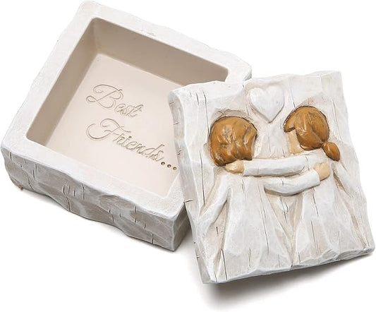 Hodao Friendship Jewelry Keepsake Box Sculpted Hand-Painted Keepsake Box Anniversary Memory Boxes, Decorative Boxes For Ho...