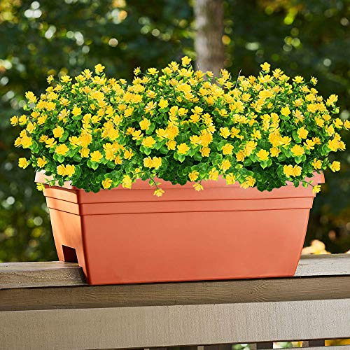 KLEMOO 8 Bundles Outdoor Artificial Fake Flowers UV Resistant No Fade Boxwood Faux Plastic Plants for Garden Patio Porch W...