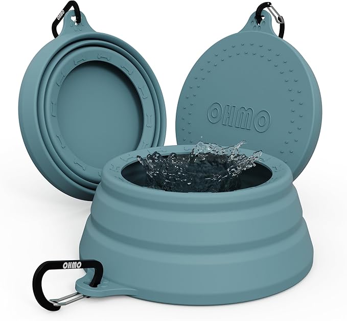 OHMO Spill Proof Collapsible Dog Water Bowl 24oz for Cars, No Splash Portable Bowls for Dog Travel, Pet Essentials for Roa...