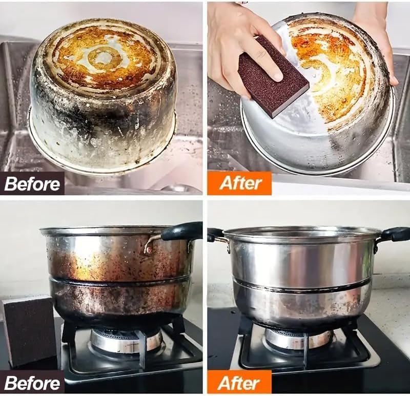 1pc Emery Magic Wipe Sponge, Pot Bottom Cleaning Descaling lron Rust Removal Dishwashing, Scouring Pads, Power Decontamina...