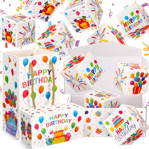 Tenceur 14 Pcs Happy Birthday Exploding Gift Box Set 12 Bounces Boy or Girl Folding Bouncing Gift Box Funny Pop out Money ...
