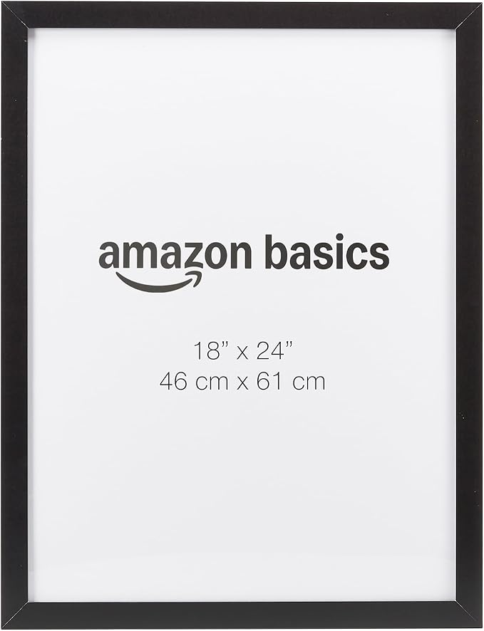 Amazon Basics Rectangular Wood Poster Frame, 18" x 24", Black