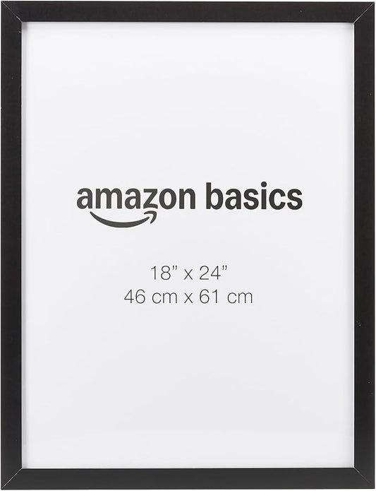 Amazon Basics Rectangular Wood Poster Frame, 18" x 24", Black