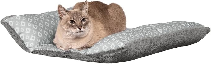 Furhaven Cat Bed for Indoor Cats, Washable w/ Removable Bolsters, For Pets Up to 18 lbs - Plush & Diamond Print Cuddle Loa...