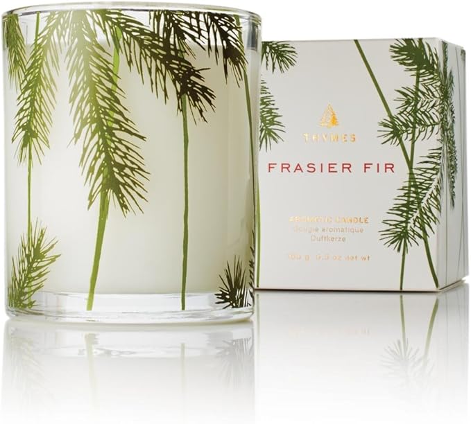 Thymes Frasier Fir Pine Needle Candle – Holiday Candles for Home Scented with Notes of Crisp Siberian Fir, Cedarwood & San...