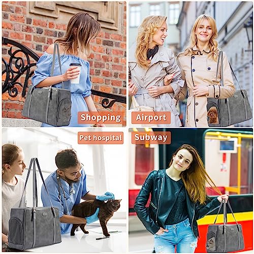 Lasaviin Fashion Dog Purse Pet Carrier Leather Bag for Small Dogs Cats Puppy, Portable Tote Bag Airline Approved Soft-Side...