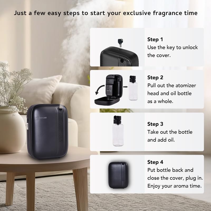 Hotel Waterless Essential Oil Diffuser – Include Top6 Scent Oil - 400ml/2000 Sq Ft - Aromatherapy Scent Diffuser Machine, ...
