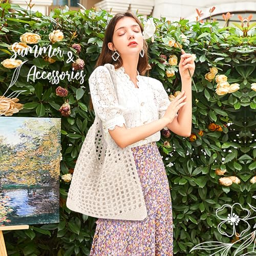 EIMMBD Crochet Bags for Women Beach Totes Bags Aesthetic Summer Tote Shoulder Hippie Bag Knit Bag