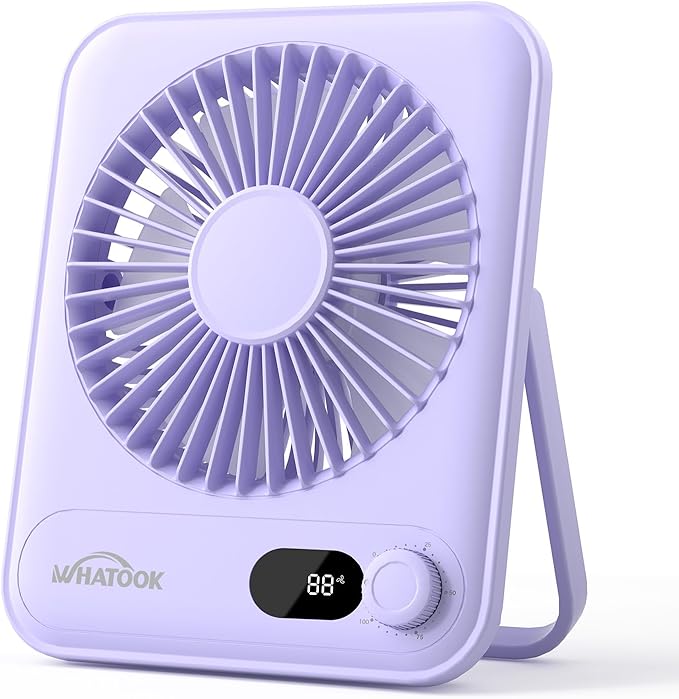 WHATOOK Small Desk Fan Personal Fans: 5000mah 25 Hours Battery Office Quiet Mini Desktop Fan Portable Rechargeable Travel ...