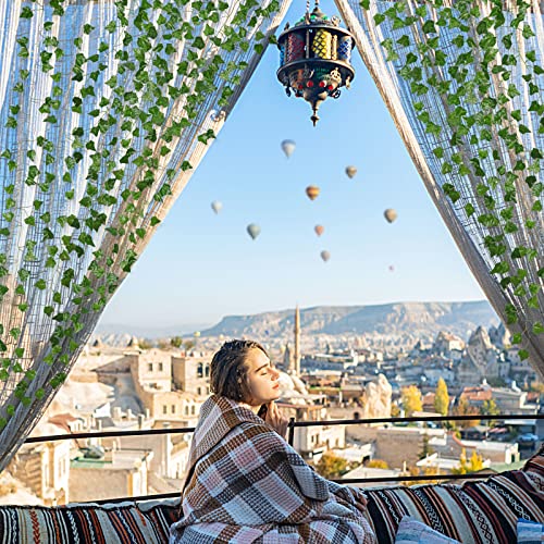 Fake Vines for Room Decor(12 Pack 84 Feet) Aesthetic Artificial Plant Ivy Leaves Hanging Greenery Garlands for Home Bedroo...