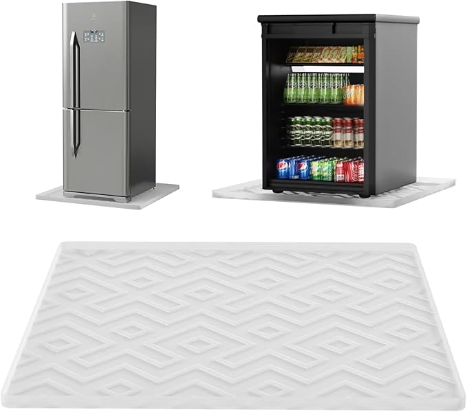 Mini Fridge Silicone Mat - 19.7"x19.7"x0.5" Non-Slip, Spill-Proof, Drip Prevention | Ideal for Refrigerators, Washing Mach...