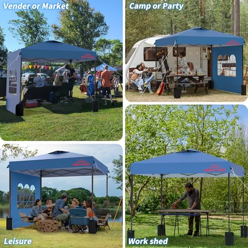 10x10 Pop Up Canopy with Sidewalls, Easy Up Canopy Tent, Heavy Duty Tents for Parties, One Person Set Up Event Tent, Light...