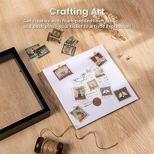 Califortree 8x8 Shadow Box Frame with Soft Linen Back - Push Pins Included, Memory Box Display Case for Flower, Tickets an...