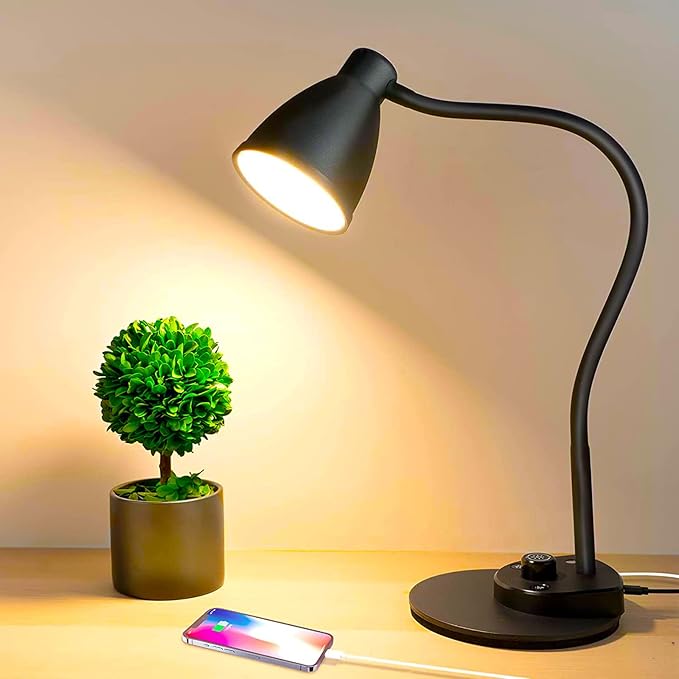 BOHON LED Desk Lamp with USB Charging Port 3 Color Modes Dimmable Reading Light Intelligent Induction Auto Dimming Task La...
