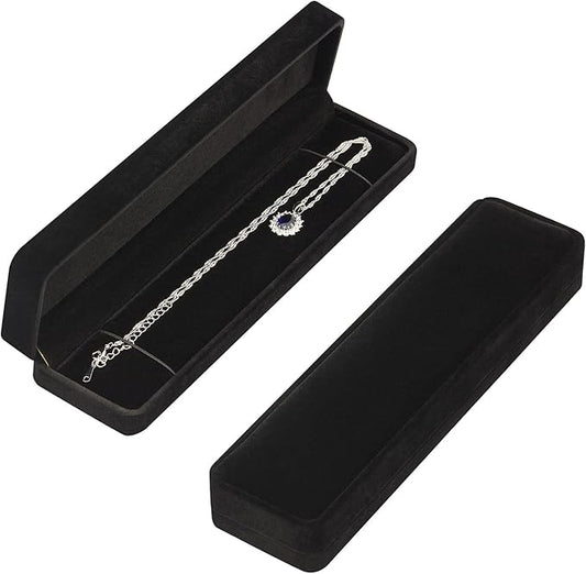 LETURE 2 Pieces Long Velvet Jewelry Chain Necklace Gift Box Set, Bracelet Storage Case, Jewellry Display Box for Wedding, ...