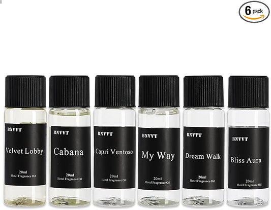 BNVVT Hotel Diffuser Oil Fragrance Oil Set (6 x 20ml) – Luxury Aroma Oils for Diffuser, Inspired by Iconic 5-Star Hotels –...