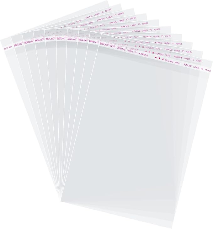 Morepack Self Sealing Cellophane Bags,6x9 Inches 200 Pcs Clear Cookie Bags Resealable Cellophane Bag for Packaging Cookie...