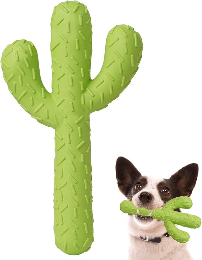 MewaJump Dog Chew Toys, Durable Rubber Dog Toys for Aggressive Chewers, Cactus Tough Toys for Training and Cleaning Teeth,...