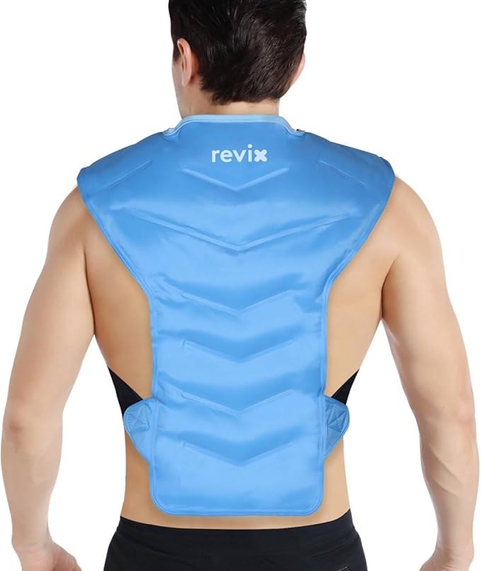 REVIX Large Ice Pack for Shoulder and Back with Straps, Reusable Full Back Ice Pack Wrap Cold Compression Therapy for Disc...