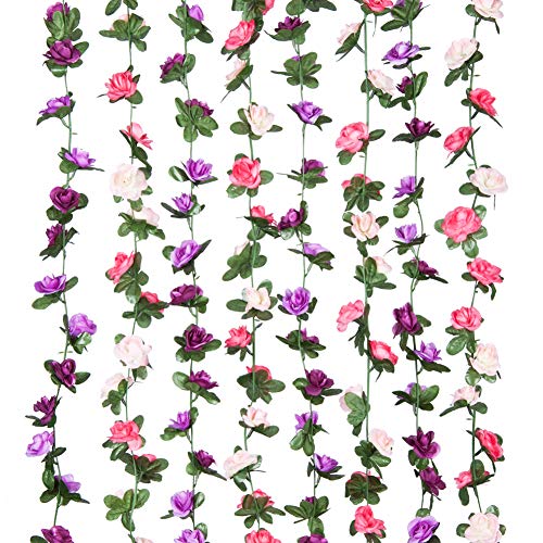Miracliy 8 Pack 65 FT Flower Garland Decorations Plastic Artificial Flowers for Wedding Decoration Photo Booth Backdrop