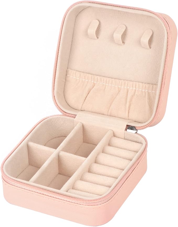 MFXIP Travel Jewelry Case Small Jewelry Box Jewelry Organizer Storage Case Portable PU Leather Mini Jewelry Travel Case fo...