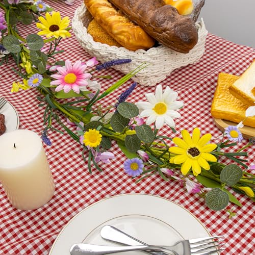 Yawwind Farmhouse Spring Garland 6 FT Vintage Spring Flower Garlands Summer Floral Garland Wildflower Garlands with Daisy ...