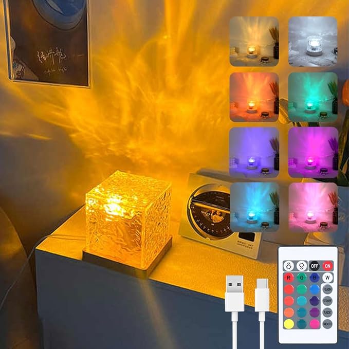 Ocean Wave Ceiling Projector,16 Colors Ocean Wave Light Projector, Water Ripple Ambient Night Light with Remote, Touch Con...