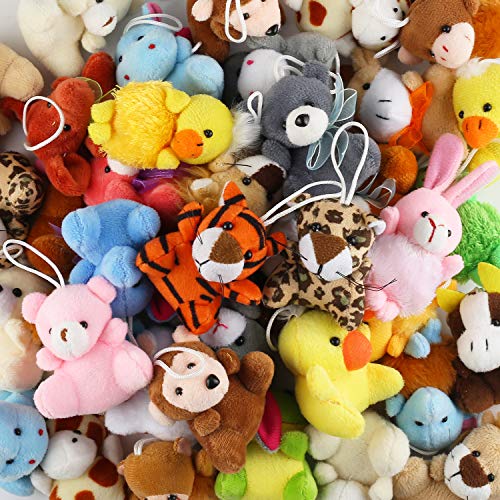 32 Piece Mini Plush Animal Toy Set, Cute Small Animals Plush Keychain Decoration for Themed Parties, Kindergarten Gift, Te...