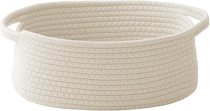 JMvicyroam Woven Basket,Small Rope Storage Bin with Handles & Ribbon Bag, Organizer for Shelves Closets,Gift Basket Empty ...