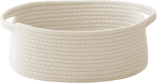 JMvicyroam Woven Basket,Small Rope Storage Bin with Handles & Ribbon Bag, Organizer for Shelves Closets,Gift Basket Empty ...
