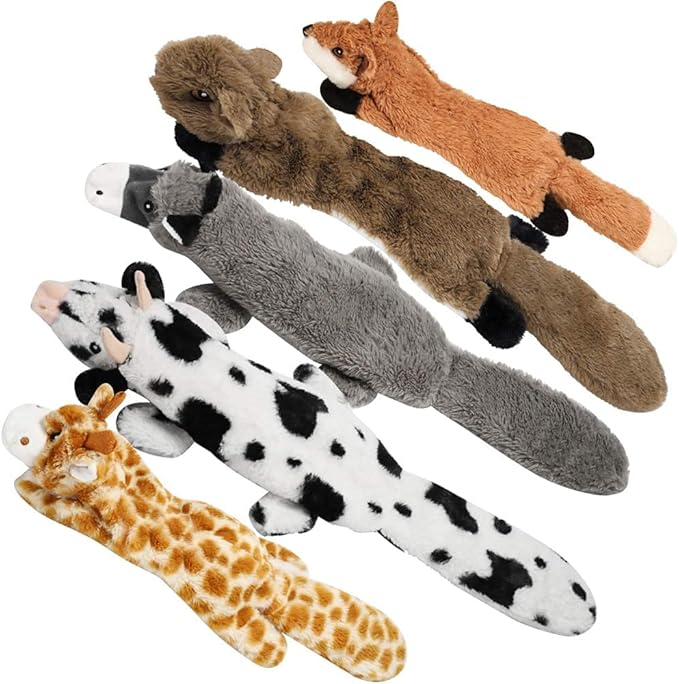 Nocciola Dog Squeaky Toys, 5 PCS Crinkle Plush Dog Toys, No Stuffing Dog Toys for Small Medium Large Dogs, Stuffless Puppy...