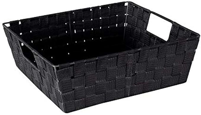 Simplify Large Shelf Woven Strap Tote | Decorative Storage Basket | Built in Handles | Organization | Closet | Bedroom | B...