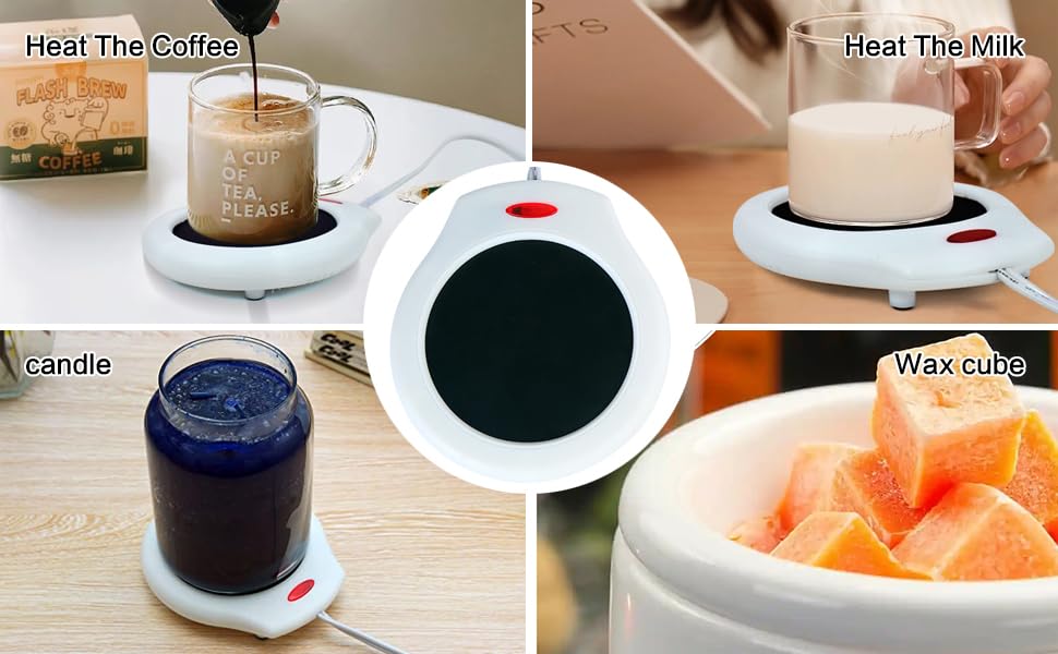Home&Office Desktop Electric Mug Warmer-Coffee/Tea/Cocoa/Soup-Scented Candles Gift for Winter 2pcs(White and Black (CFW00...