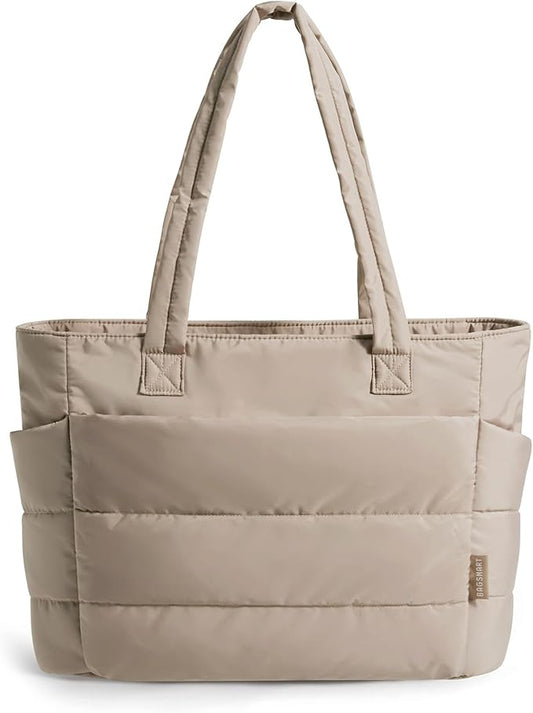 BAGSMART Tote Bag for Women, Lightweight Puffy Tote Bag with Compartments Shoulder Bag Handbag for Travel, Work, Gym | Lig...