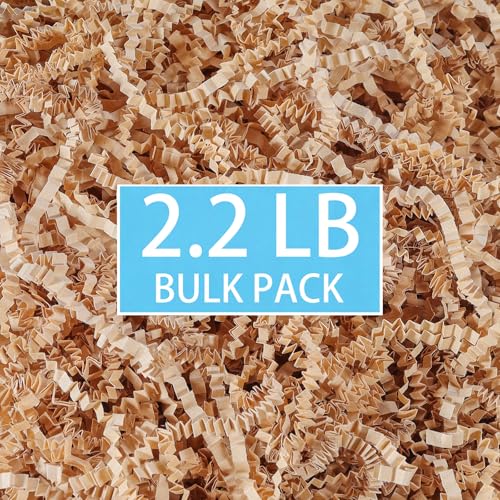 2.2 LB Kraft Shredded Paper for Gift Baskets, Effective Crinkle Paper and Basket Filler, Ideal for Gift Box Stuffing and H...