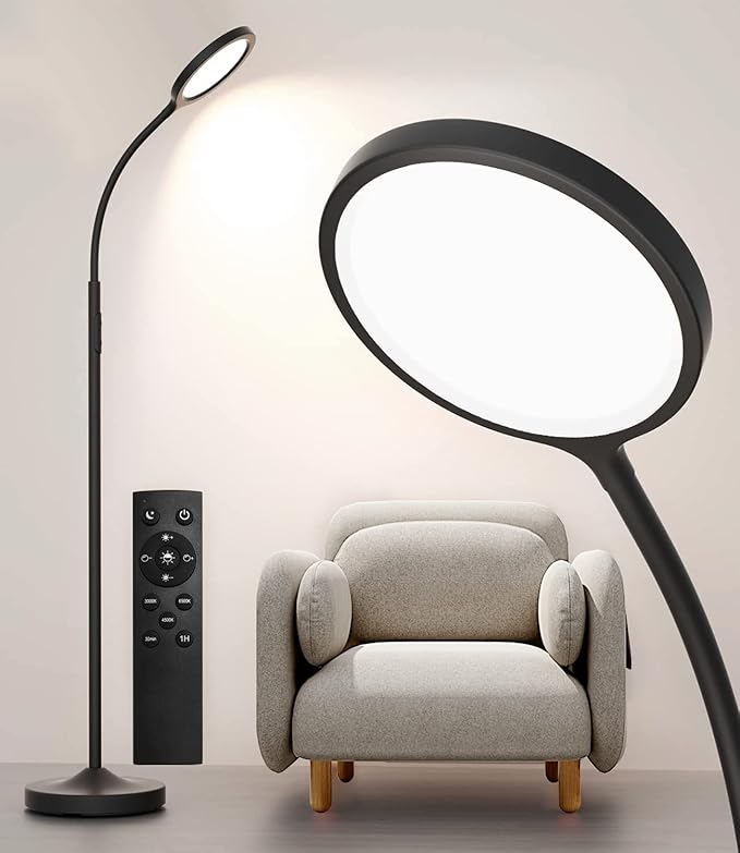 luckystyle Floor Lamp,Super Bright Dimmable LED Lamps for Living Room, Custom Color Temperature Standing Lamp with Remote ...