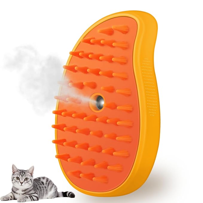 Cat Steam Brush, 3 in 1 Dog Steamy Brush Cleanser, Silicone Massage Grooming Comb, Pet Hair Cleaning Misting Comb for Cats...