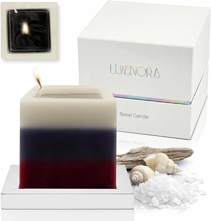 LUMINORA Spiral Scented Candle for Women & Men | Hand-Crafted Decorative Soy Wax Candle | Wooden Wick | Unique Twisted Spi...
