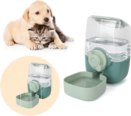 Automatic Replenish Pet Waterer, 1L Capacity Auto Siphon Gravity Cage Hanging Water Dispenser Set for Dog and Cat Small An...