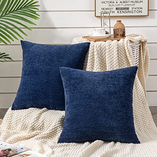 GAWAMAY Decorative Square Throw Pillow Covers 18"x18" Inch Set of 2, Super Soft Chenille Pillows Cover Fall Pillowcase for...