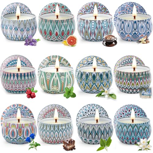 Scented Candles Gift Set, 12 Pack Aromatherapy Candles for Women, Candles for Home Scented, 300H Long Burning, Soy Wax Can...