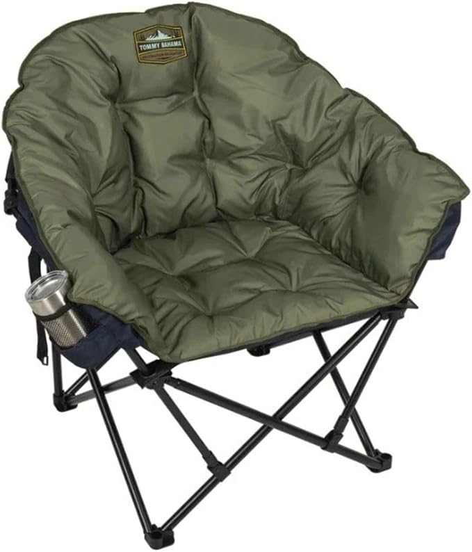 Tommy Bahama Destination Relaxation Extra Large Oversized Camping Club Chair with Extra-Thick Cushions (Camo-Green)